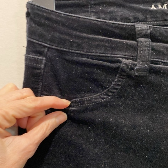 American Eagle Velour Super Stretch Jeans Black skinny Jeggings Size 2 - Picture 5 of 14